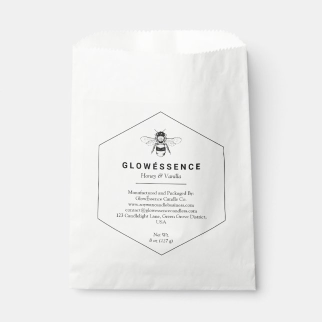 Soy Wax Label Honeycomb Bee Hexagon Favour Bag (Front)
