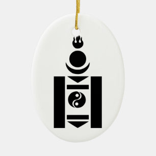 Soyombo Mongolian Symbol Ceramic Tree Decoration