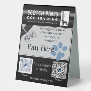 SP Dog Training Pay Here Table Top Sign
