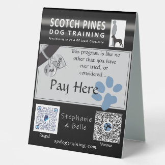 SP Dog Training Pay Here Table Top Sign