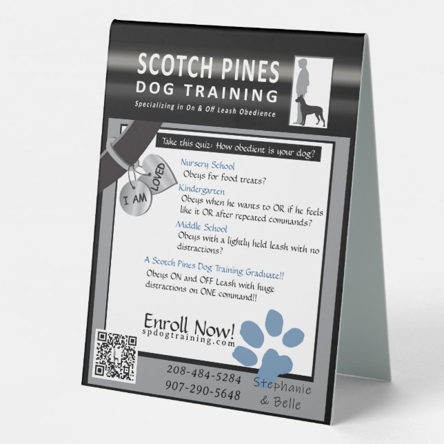 SP Dog Training Table Top for Vet Office Sign #3 (Back)