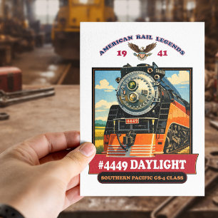 SP GS-4 Daylight 4449 Steam Locomotive Retro Print Postcard