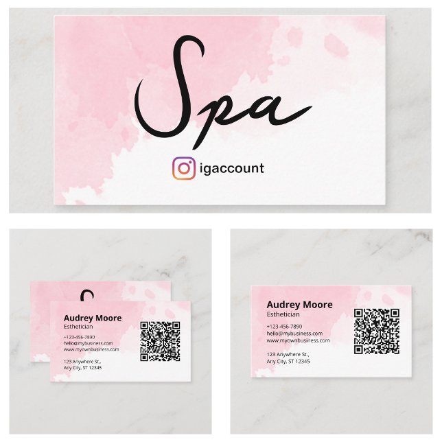 Spa Aesthetician Watercolor QR Code Business Card (Spa Esthetician Watercolor QR Code Business Card
)