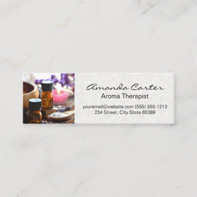 Spa and Body Care | Japanese Textured Paper Mini Business Card (Front)