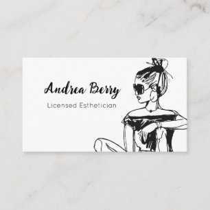 Spa and Salon Aesthetician Black and White Business Card