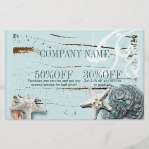 SPA aqua blue beach wood starfish seashells Flyer