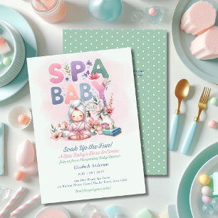 Spa Baby Shower - Pamper Day Mint Green Invitation