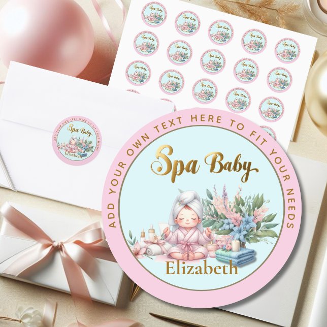 Spa Baby Shower Thank You Favour Goody Bag Gift Classic Round Sticker (Creator Uploaded)