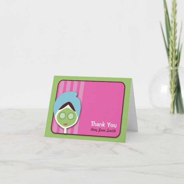 Spa Bachelorette or Birthday Thank You Note Card (Front)