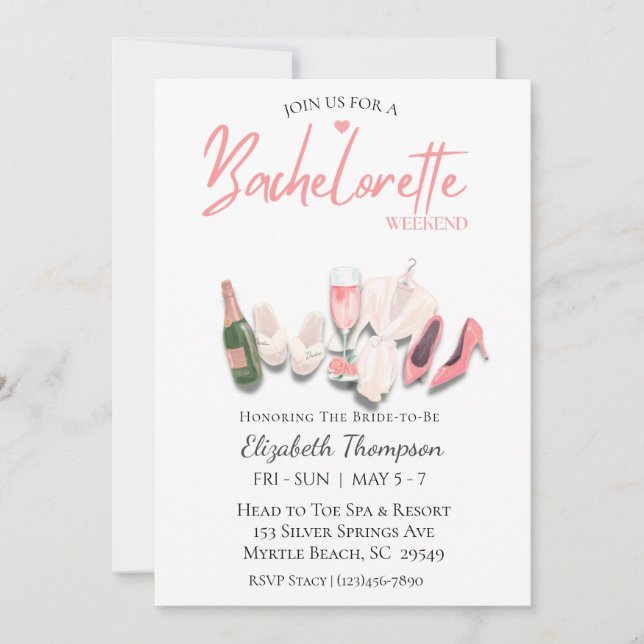 Spa Bachelorette Weekend  Bridal Shower  Invitation (Front)