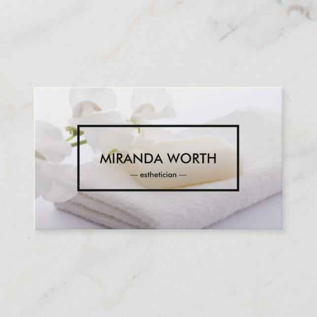 Spa Beauty White Clean Simple Modern Business Card (Front)