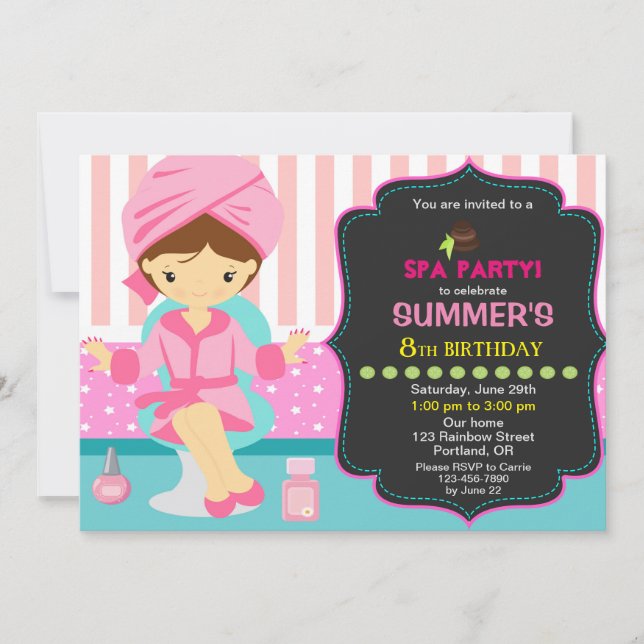 SPA birthday invitation Glamour makeup girl invite (Front)