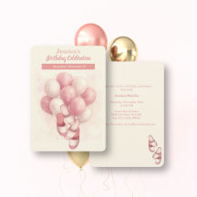 Spa Birthday Invitation, Pink Balloons Slippers