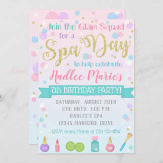 Spa Birthday Invitation Spa Party