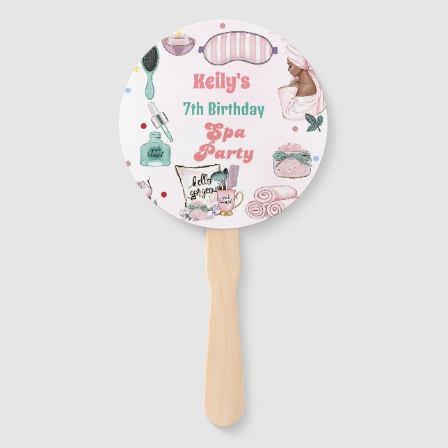 Spa Birthday Pamper Party Birthday  Hand Fan (Front)