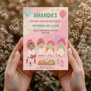 Spa Birthday Party for Girls Pink Pampe Invitation