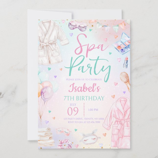 Spa Birthday Party Invitation (Front)