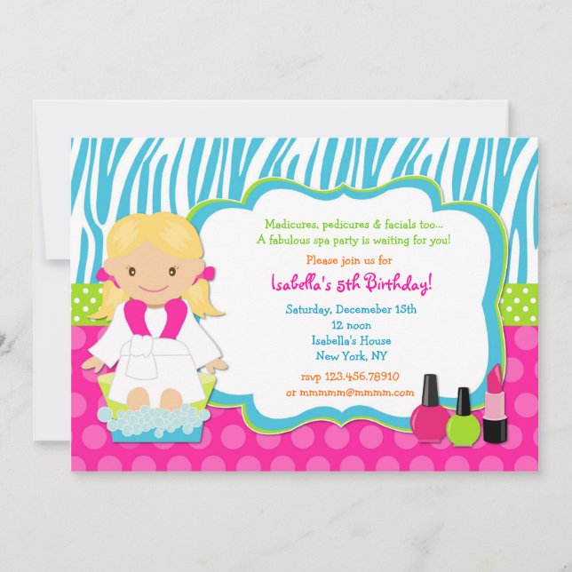 Spa Birthday Party Invitations (Front)