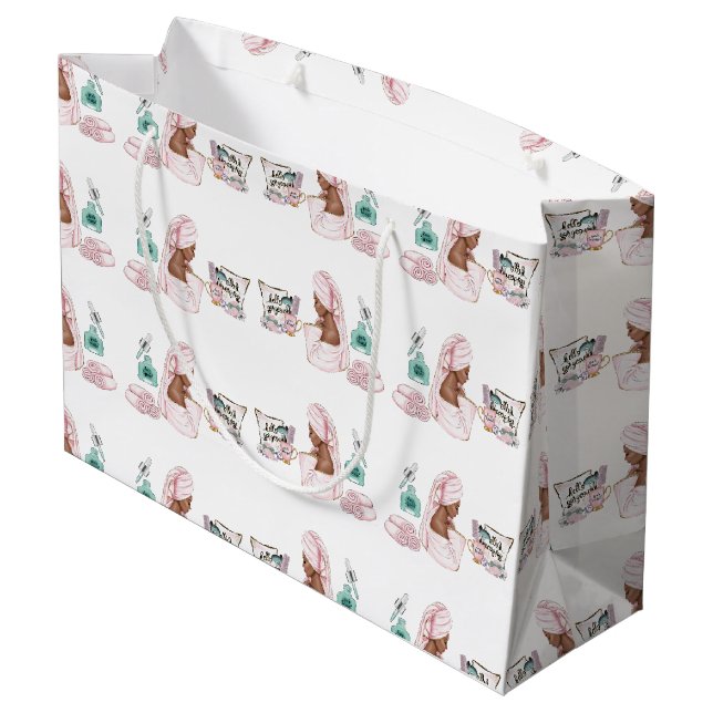Spa Birthday Sleepover Pamper Birthday party Large Gift Bag (Back Angled)