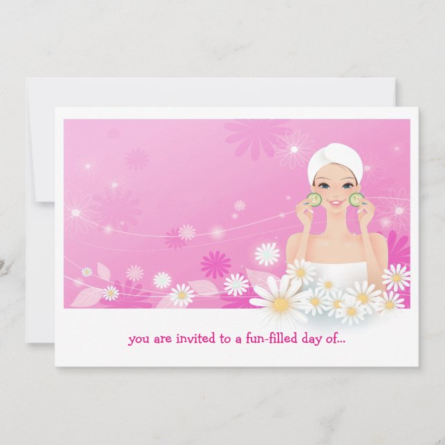 Spa Breeze Pink Birthday Invitation (Front)