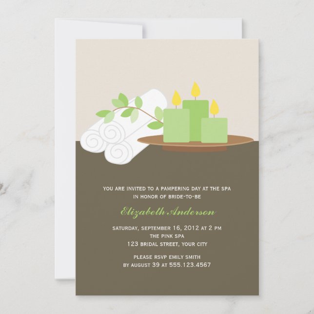 Spa Bridal Shower {green} Invitation (Front)