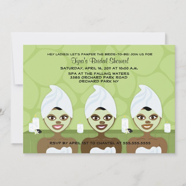 SPA BRIDAL SHOWER INVITATION - Green (Front)