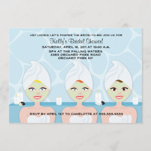 SPA BRIDAL SHOWER INVITATION Light Blue