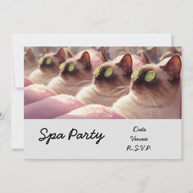 Spa Cat Party in spa treatment  Invitation (Front)