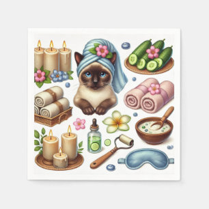Spa Cat Themed treatment for Cat Lovers Napkin