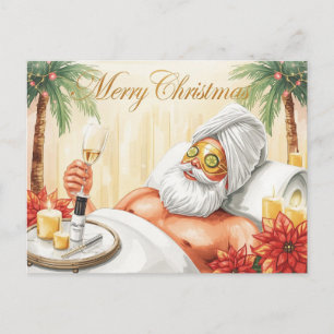 Spa Christmas themed with Santa Claus  Holiday Postcard