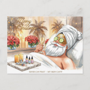 Spa Christmas themed with Santa Claus  Holiday Postcard