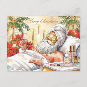 Spa Christmas themed with Santa Claus Holiday Postcard