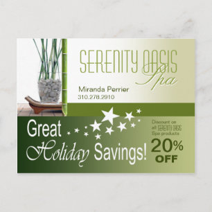 Spa Customer Holiday Discount (olive) Postcard