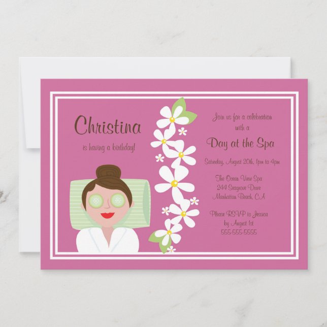 Spa Day Birthday Party Invitation (Front)