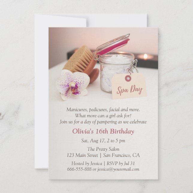 Spa Day Girls Birthday Party Invitations (Front)