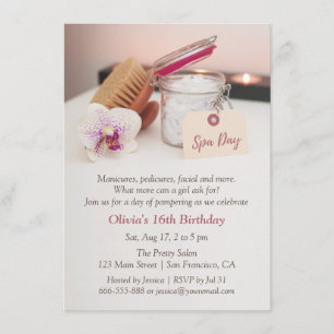 Spa Day Girls Birthday Party Invitations