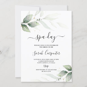 Spa Day Greenery Bridal Shower invitation