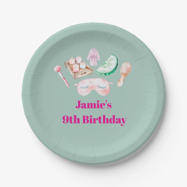 Spa Day Kid's Party Paper Plate (Front)