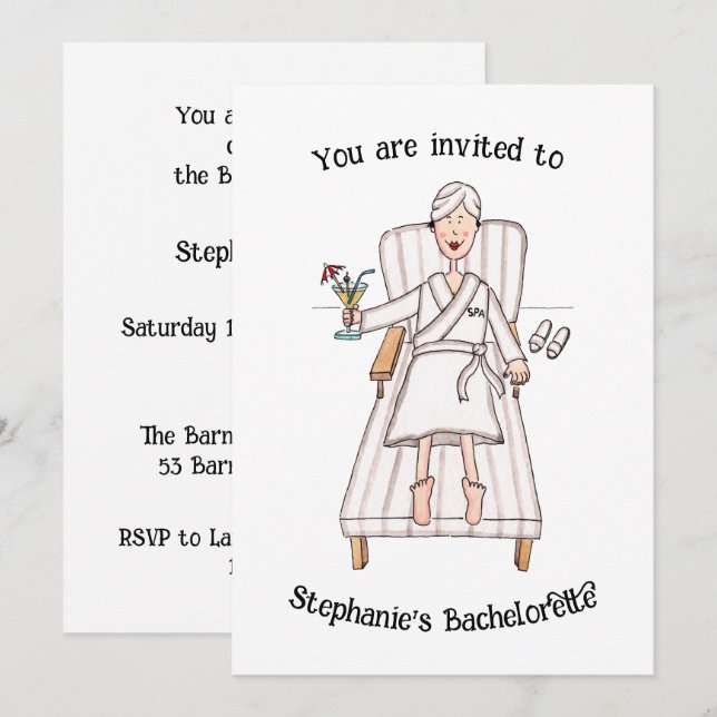 Spa Day Lady Bachelorette Invitation (Front/Back)