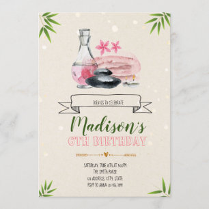 Spa day party birthday invitation