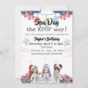 Spa Day the KPOP Way birthday Invitation