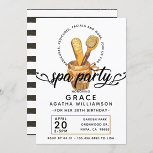 Spa Day Vintage Birthday Invitation