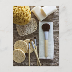 Spa detail of sponges and brushes postcard
