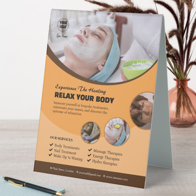 Spa Editable Table Tent Sign (In SItu (Table))