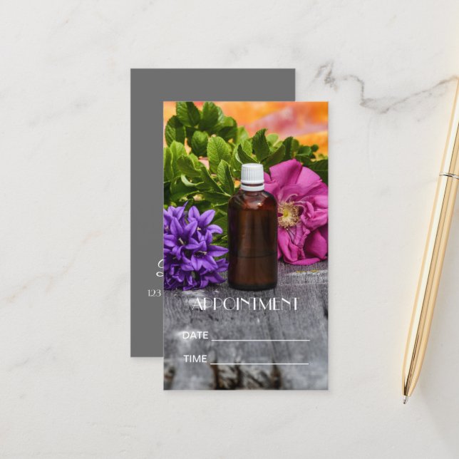SPA Essential Oil Massage Aromatherapy Appointment Card (Front/Back In Situ)