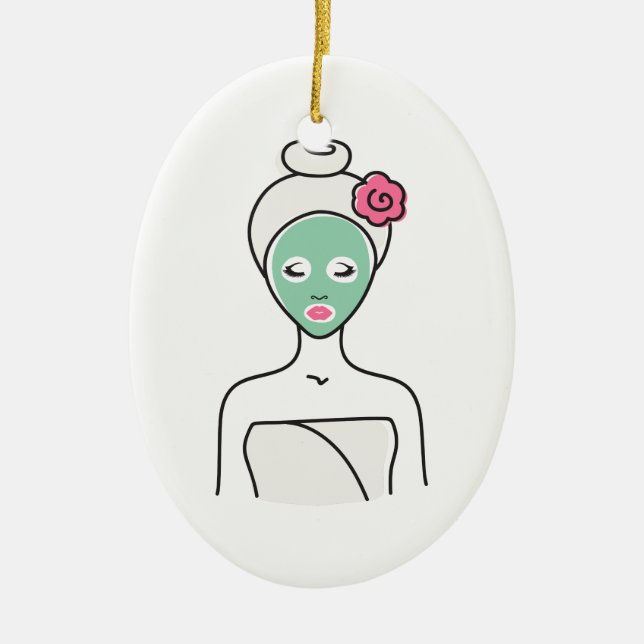 Spa Facial Woman Ceramic Tree Decoration (Front)