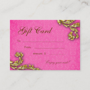 Spa Gift Card Elegant Gold Leaf Pink
