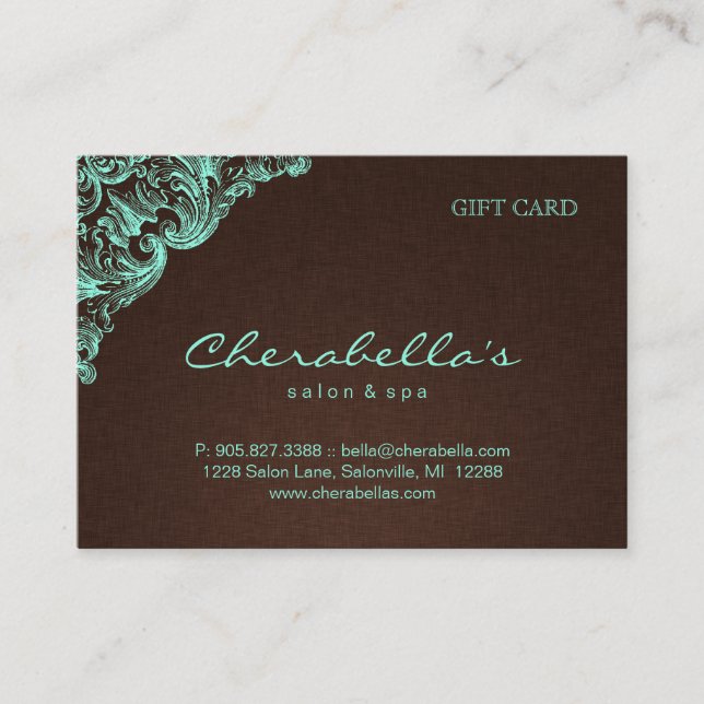 Spa Gift Card Spa Linen Brown Mint (Front)