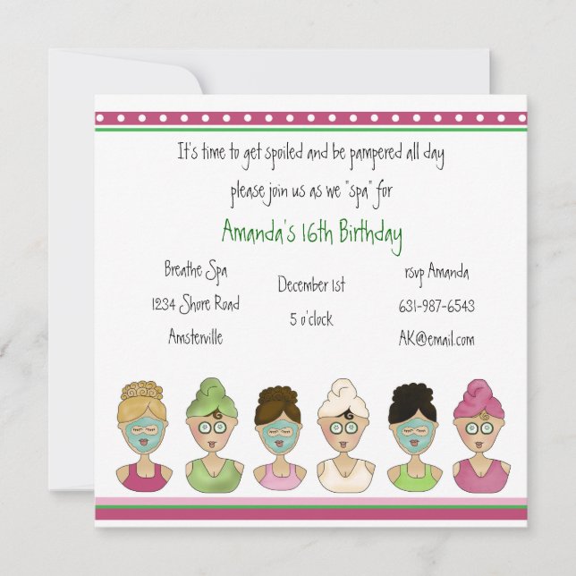 Spa Girls Invitation (Front)