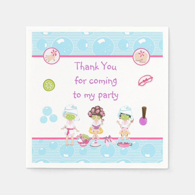 Spa Girls Pamper Birthday Party Napkin (Front)